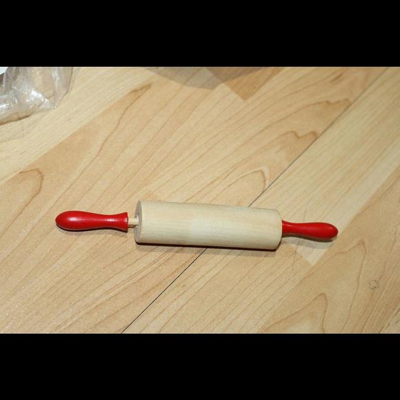 Bread Roller Kids Kitchen Rolling Pin Non Stick Mini wooden red Toy Dumpling - Picture 2 of 4